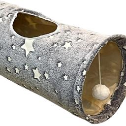 Túnel de gato dobrável Tubo com bola, cama de gatos luminosa, brinquedo longo, treinamento Puzzle, exercício Coelhos - Image 3