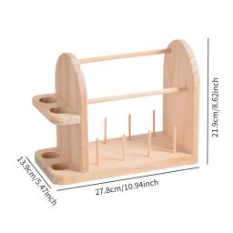 Suporte de fio de madeira portátil suporte de linha dispensador de fio carretel rack de armazenamento para crochê suprimentos de crochê tricô - Image 6