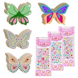 DIY 28pcs Wood Gem Art Butterfly Kit Toy Arte E Artesanato Diamante Adesivos Pintura Inacabada Borboleta Fatias De Madeira Brinquedos Para Crianças - Image 1