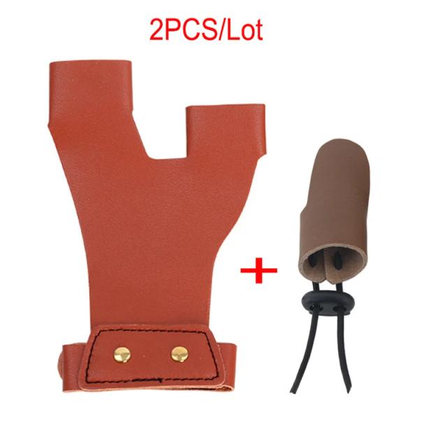 Conjunto Ajustável de Arco e Flecha com Dedo Guia e Protetor de Mão para Caça e Tiro com Braço Protetor para Arqueiros