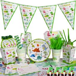 Dinosaur Birthday Party Supplies para crianças, balões, copos, placas, toalha de mesa, Talheres Set, Decorações - Image 6