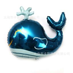 Blue Squirt Big Whale Aluminum Film Balloon, Tema animal marinho, Decoração de aniversário do bebê - Image 2