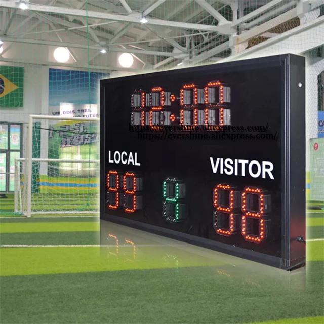 Placares Eletrônicos Personalizados e Sem Fio para Basquete e Futebol com LED e Múltiplas Funções