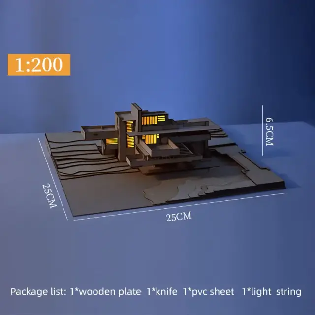 Casa Pré-fabricada de Madeira em Miniatura - Kit de Modelo em Escala 1:200 para Arquitetura e Design de Villas