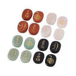 4 Peças Chakra Natural Quartzo Rosa Lapis Lazuli Aventurina Gravado Cristal Reiki Cura Equilíbrio Usui Símbolos - Image 2