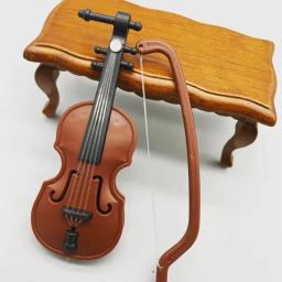 Mini violino adereço de madeira instrumento musical decoração artesanal violino de mesa para casa de bonecas miniaturas e decoração de casa - Image 5