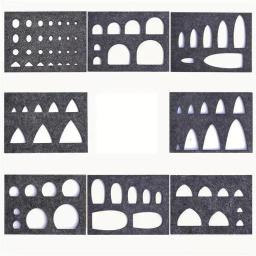 DIY sentiu modelo agulha feltragem Applique molde, cor cinza, Kit geometria, 8pcs - Image 4