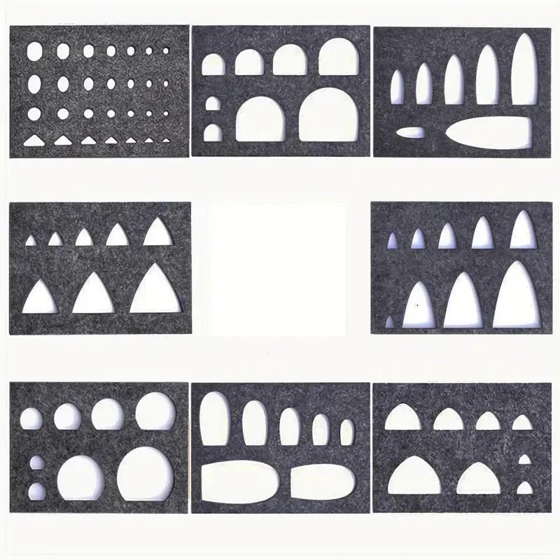 DIY sentiu modelo agulha feltragem Applique molde, cor cinza, Kit geometria, 8pcs - Image 1