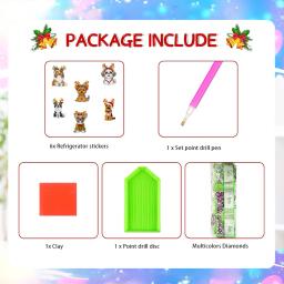 Natal Diamante Pintura Geladeira Ímãs, Frigorífico Art Kits, DIY Art Crafts, 6pcs - Image 6
