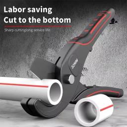 Cortador de tubulação resistente 32mm 42mm 63mm 75mm, corpo de liga de alumínio, tesoura catraca, cortador de tubo, pvc/pu/pp/pe, ferramentas manuais de corte de mangueira - Image 1