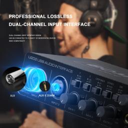BOMGE-USB Interface de áudio com pré-amplificador de microfone, U202, XLR, TSR, portas TS, 48V, 32 bits, Resolução 192kHz para gravação em computador, Stream - Image 4