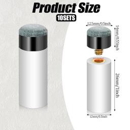 5/10 Conjuntos de Pontas de Tacos de Bilhar Substituição com Virolas de Taco de Bilhar Branco 12mm Parafuso em Pontas de Taco de Bilhar Acessórios para Tacos de Bilhar - Image 4