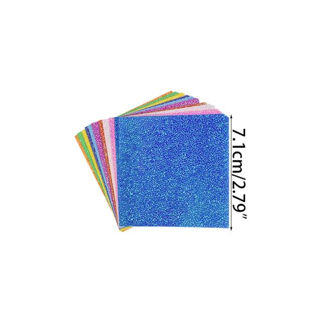 Papel de Origami Quadrado Brilhante com Glitter Lateral, Ideal para Artesanato e Scrapbooking - Pacote com 50 Peças