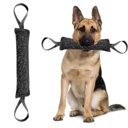 Cão preto treinamento mordida tug travesseiro manga com 2 alças de corda para treinamento malinois pastor alemão rottweiler animal estimação mascar brinquedo - Image 3