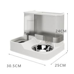 Alimentador automático para animais de estimação com grande capacidade, 2 em 1 bebedor para cão e gato, higiênico e durável, aço inoxidável, 2 tigelas - Image 5