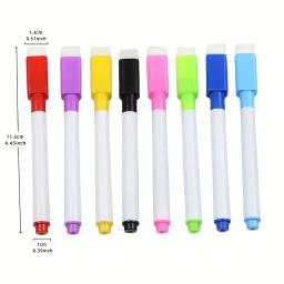 8 pçs/set ponta de bala 11.3*1cm tamanho pequeno sem marcadores de apagamento a seco de quadro branco magnético, 8 cores * 1pcs caneta magnética - Image 3