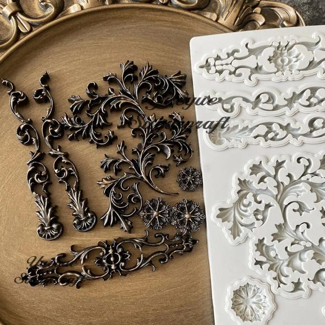 Molde de Gesso Epóxi de Silicone para Bolos: Ferramentas de Decoração e Fondant DIY