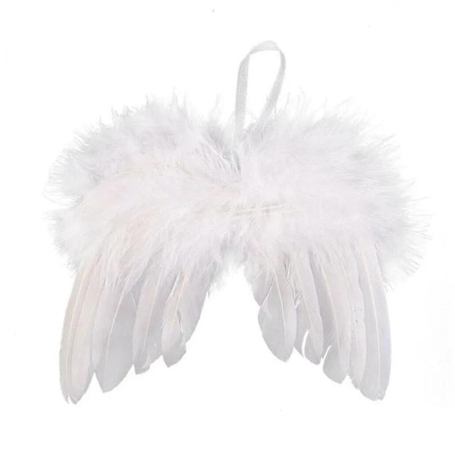 Elegante Pena Branca em Forma de Estrela para Decoração de Natal - Ornamento Bauble com Asa de Penas, Conjunto de 1 a 5 Peças para o Ano Novo 2024