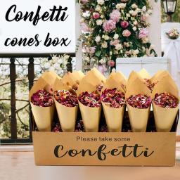 Cones de confete personalizados para casamento, bandeja de flores secas, suporte de pétalas, cone de papel, decoração de festa, bandeja de pétalas 100% naturais - Image 1