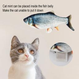 Brinquedo de pelúcia recheado para gato, Interativo Pet Chew Toy, Travesseiro de entretenimento de treinamento, 20cm, Peixe Simulação - Image 4