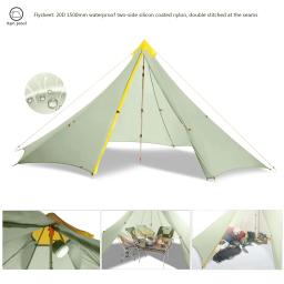 Ultraleve 680g 2-4 pessoa 4 temporada barraca de acampamento 20d náilon ambos os lados silicone revestimento sem haste pirâmide flysheet ao ar livre 2.5x2.5m - Image 4