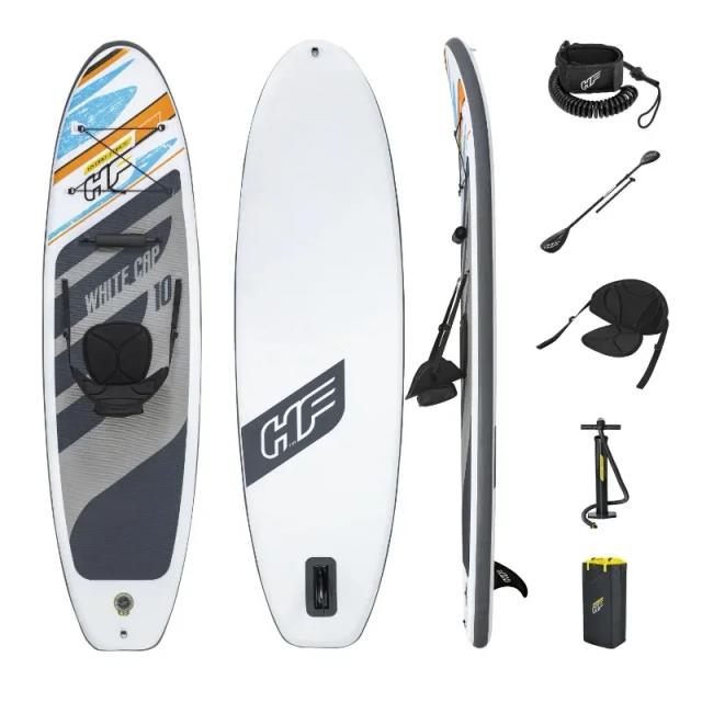 Prancha Inflável para Kite Surf e Jet Surf em Branco com Bomba Inclusa - Design Drop Stitched e Estilo Moderno