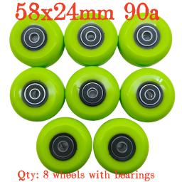 Frete grátis roda de skate agressiva 58x24mm 90A 8 pçs/lote cor verde 58mm - Image 5