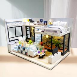 Casas de bonecas para adultos, Kits de construção em miniatura, Furniture Light Dollhouse, Brinquedos DIY, Presentes de aniversário - Image 2