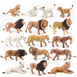Leão estatueta brinquedo animais figuras leonet leoa selva estatuetas animais selvagens figura de ação crianças brinquedo brinquedos de plástico crianças presentes - Image 1