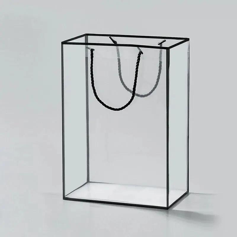 2 pçs sacos de presente sacos de compras sacolas caixa de presente dobrável buquê floral caixa de embalagem de papelão decoração para festa de aniversário de casamento - Image 1