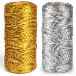 Ouro e Prata Macramé Corda para Costura e Artesanato, Fio de Rosca para DIY, 1.5mm, 100m - Image 1