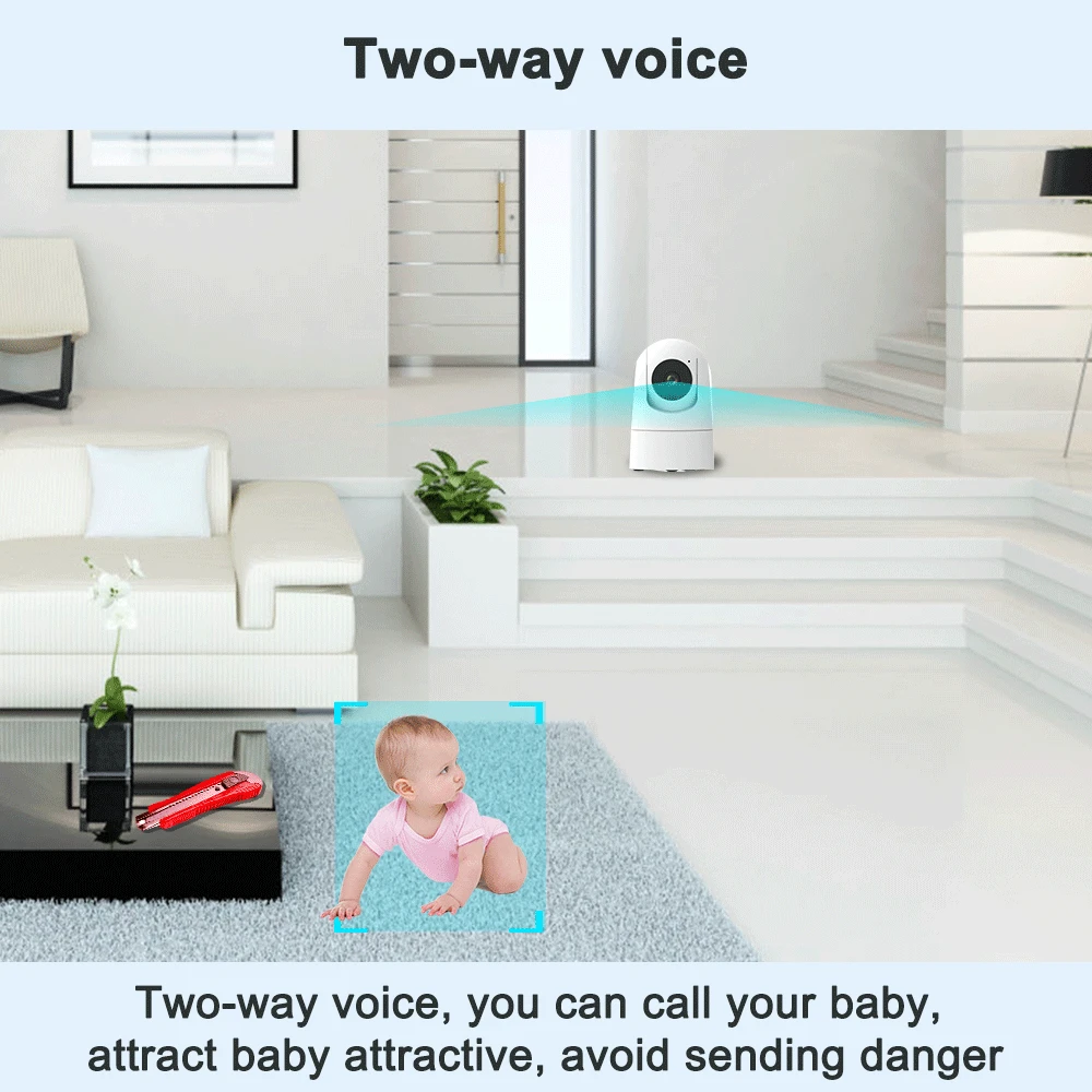 1080p 5g wifi monitor do bebê sem fio hd câmera de segurança ip rastreamento automático 2-way áudio mãe crianças mini câmera interna casa alexa - Image 4
