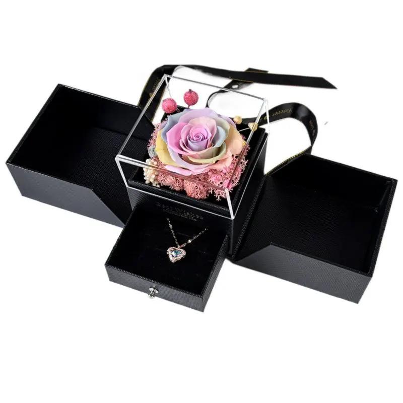 Rosa preservada com caixa de presente, rosa eterna, presente do dia dos namorados para ele, ela, namorada, namorado, dia das mães aniversário - Image 1