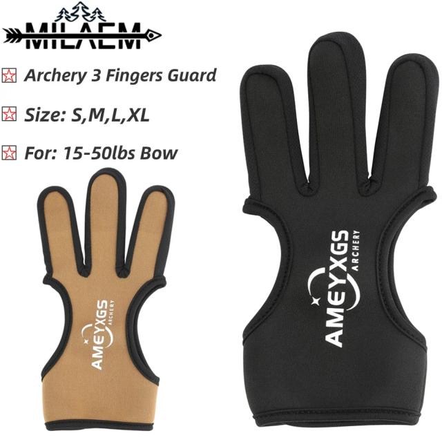 Luvas Ajustáveis de Proteção para Tiro com Arco Recurvo - 3 Dedos para Mãos Direita e Esquerda, Acessórios de Segurança Essenciais