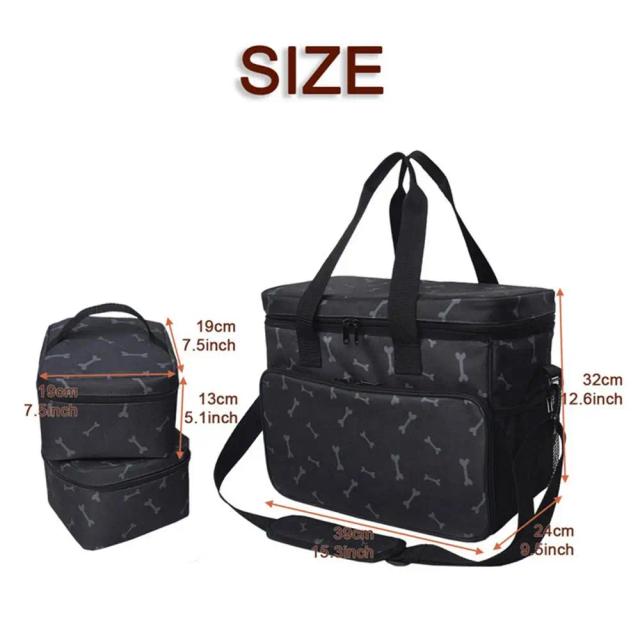 Mala de viagem portátil multifuncional para cães e gatos com bolsos práticos e kits essenciais para campismo ao ar livre