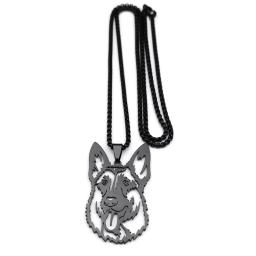 Colar pingente de aço inoxidável para homens e mulheres, cor preta, Hip Hop, pastor alemão, corrente punk pet, colar de jóias, NZZZ532S06 - Image 4