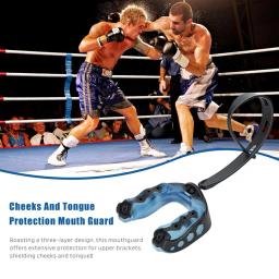 Soft Eva Material Mouth Guard, Protetor bucal para futebol adulto juvenil, Protetor bucal com alça para rugby e atletas - Image 1