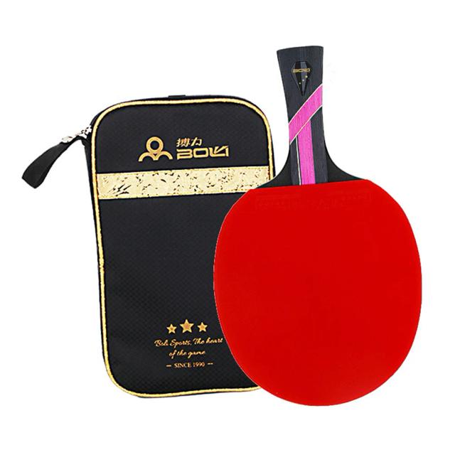 Raquete profissional de tênis de mesa 3 Star com controle de spin e cabo longo - Acessório ideal para campeonatos