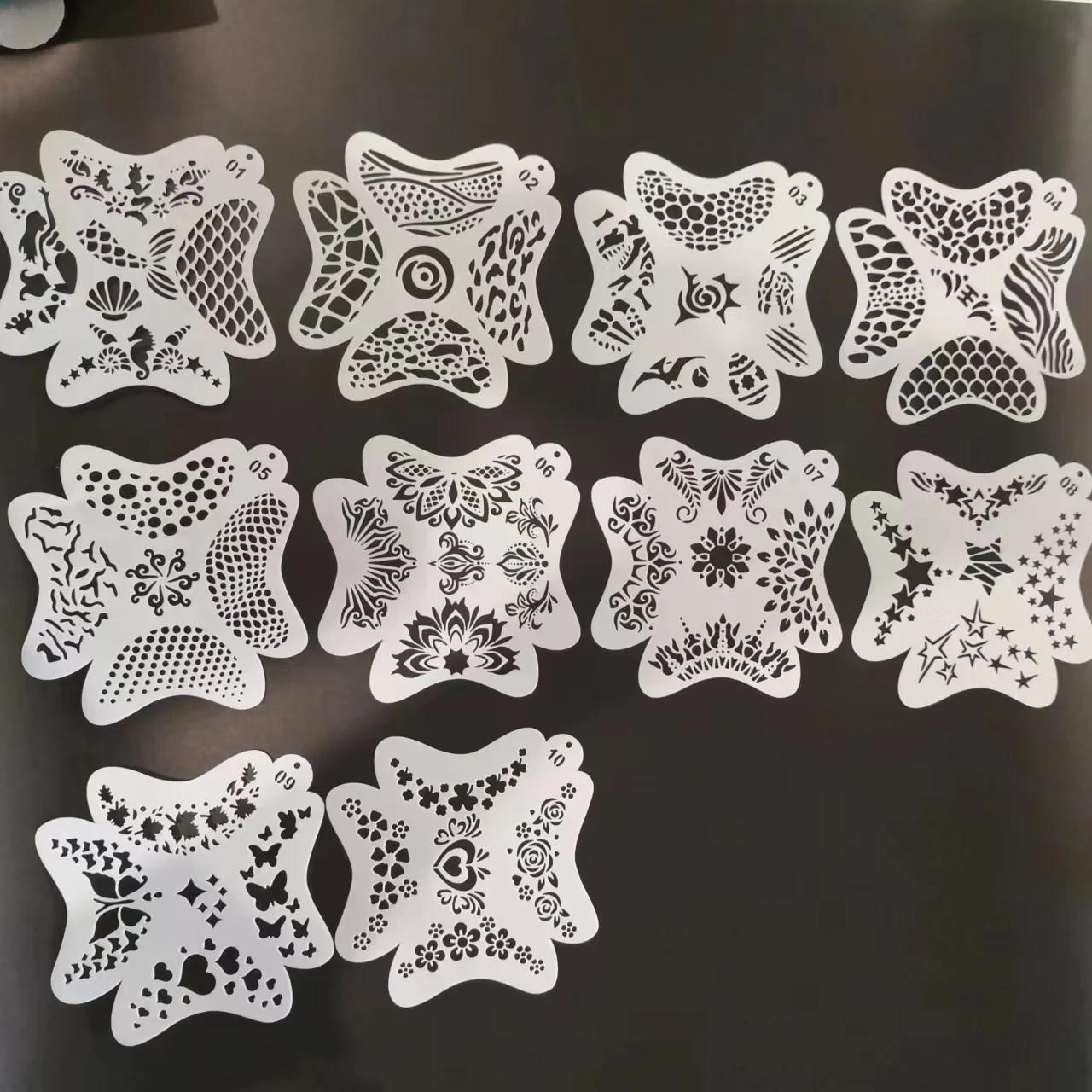 Profissional 10pcs Crianças Rosto Pintura Stencils Lavável Facilmente Usar DIY Stencils Template Templates para crianças 13*13cm - Image 1