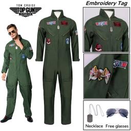 Fato de piloto da força aérea para adultos e crianças, macacão piloto, figurino, vestido com acessórios de aviador, verde exército masculino, militar - Image 1