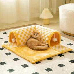 Túnel extensível para gatos, 2 em 1, cama entediada, brinquedo interativo, material de estimação, acessórios - Image 5