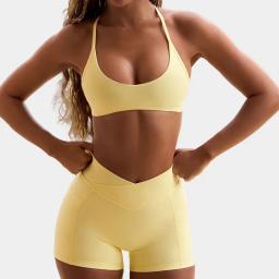 Alta elasticidade cruz de volta sutiã esportivo fitness yoga shorts definir bel design de volta pescoço pendurado roupa interior esportiva - Image 4