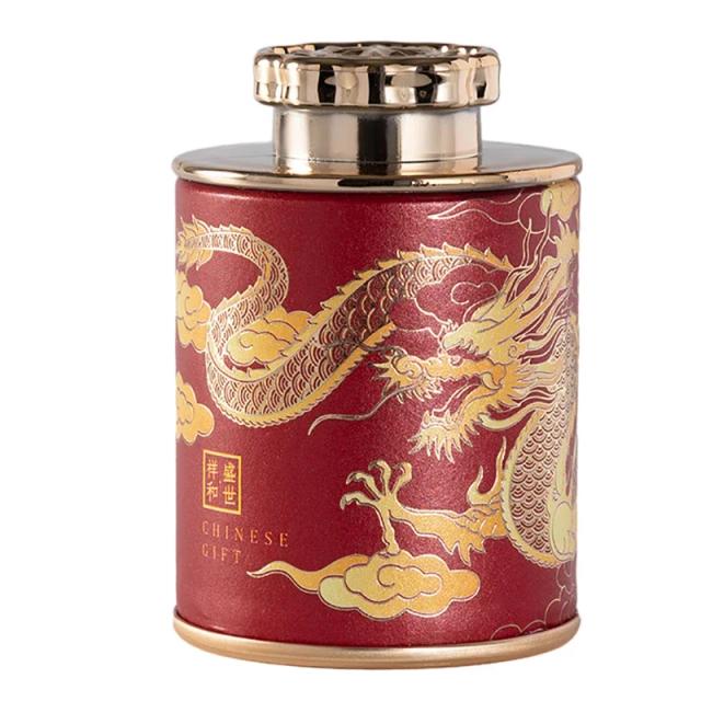 Latas Seladas Portáteis com Design de Dragão - Mini Lata de Chá para Armazenamento Doméstico e Organização de Papel de Chá