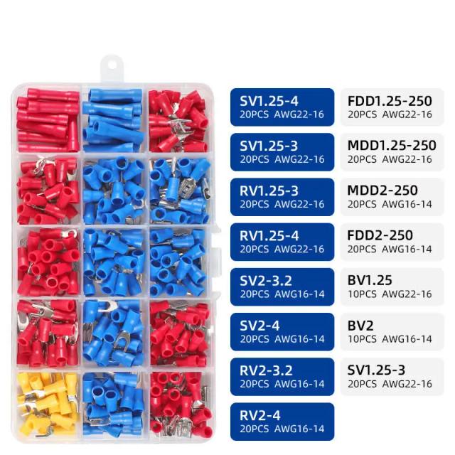 Conjunto SN-02C de Ferramentas para Conexões Elétricas: Kit Completo com Friso, Anéis, Terminais e Talões Isolados