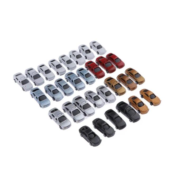 Miniaturas de Carros Coloridos em Escala 1:200 para Dioramas - Pacote com 30 Peças