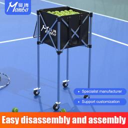 Bolas de tênis portáteis pegam o carrinho, Carrinho de carregamento de bola, Dobrável Tennis Car Ball Rack Collector, 4 rodas - Image 1