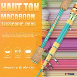HAUT TON MC Vara de pesca telescópica Macaroon Fibra de carbono 1.8M 2.1M Leve comprimento ajustável Vara giratória e fundição portátil - Image 2