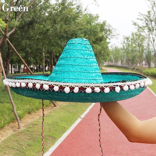 Chapéus de Palha Coloridos Estilo Mexicano para Homens e Mulheres, Sombreros de Aba Larga para Festas e Proteção Solar