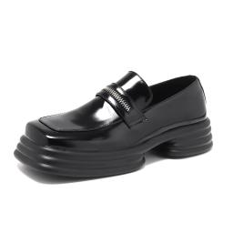 Sapatos de couro de patente de moda de luxo dos homens deslizamento-on oxfords sapato marca designer de dedo do pé quadrado mocassins preto calçado de plataforma à moda - Image 6