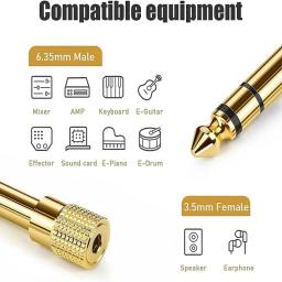 Adaptador de áudio para guitarra, 6,35mm a 3,5mm, instrumento musical estéreo, conversor de som hifi, efetor de piano, alto-falante para fone de ouvido - Image 5